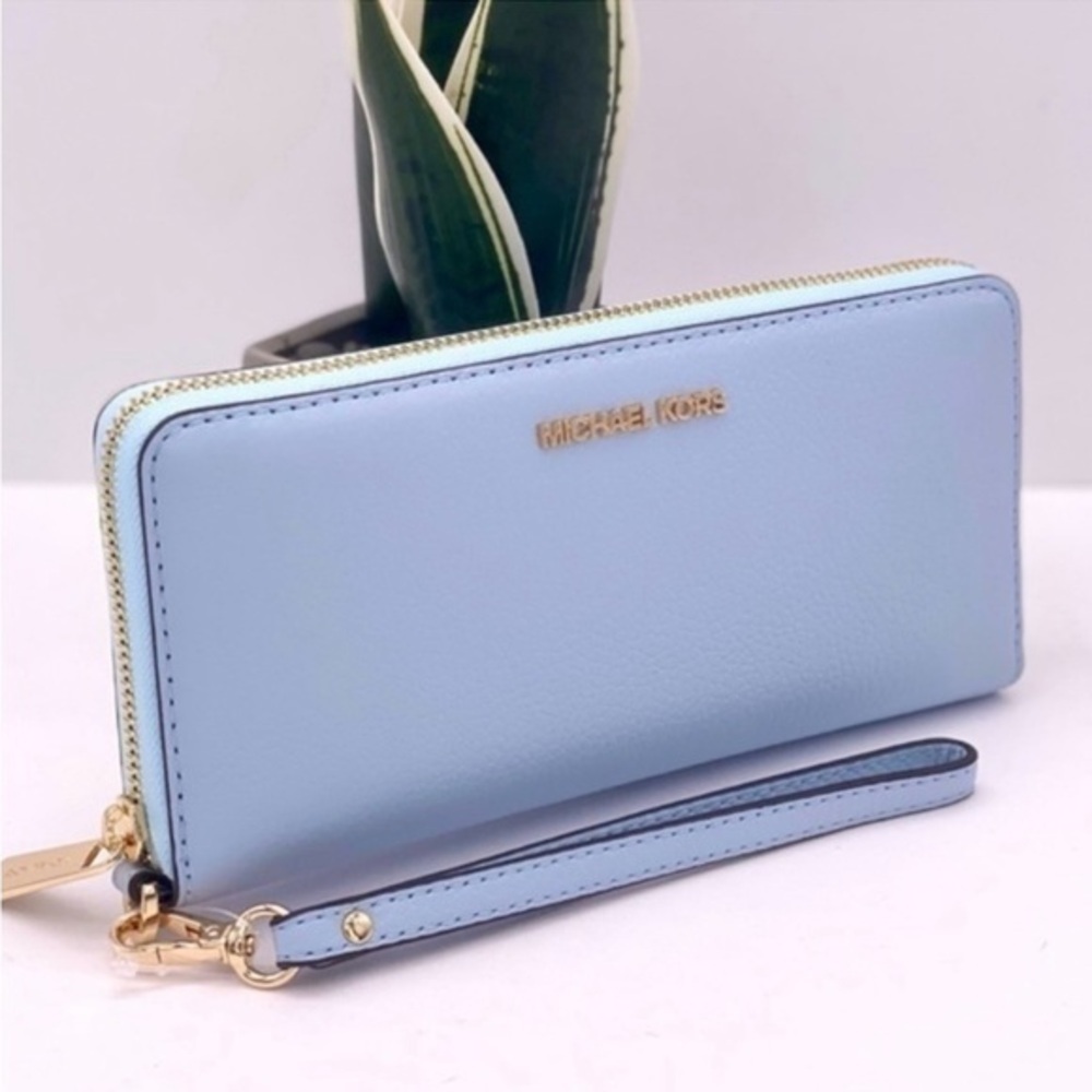 Michael Kors Large Continental Wallet Wristlet Vista Blue